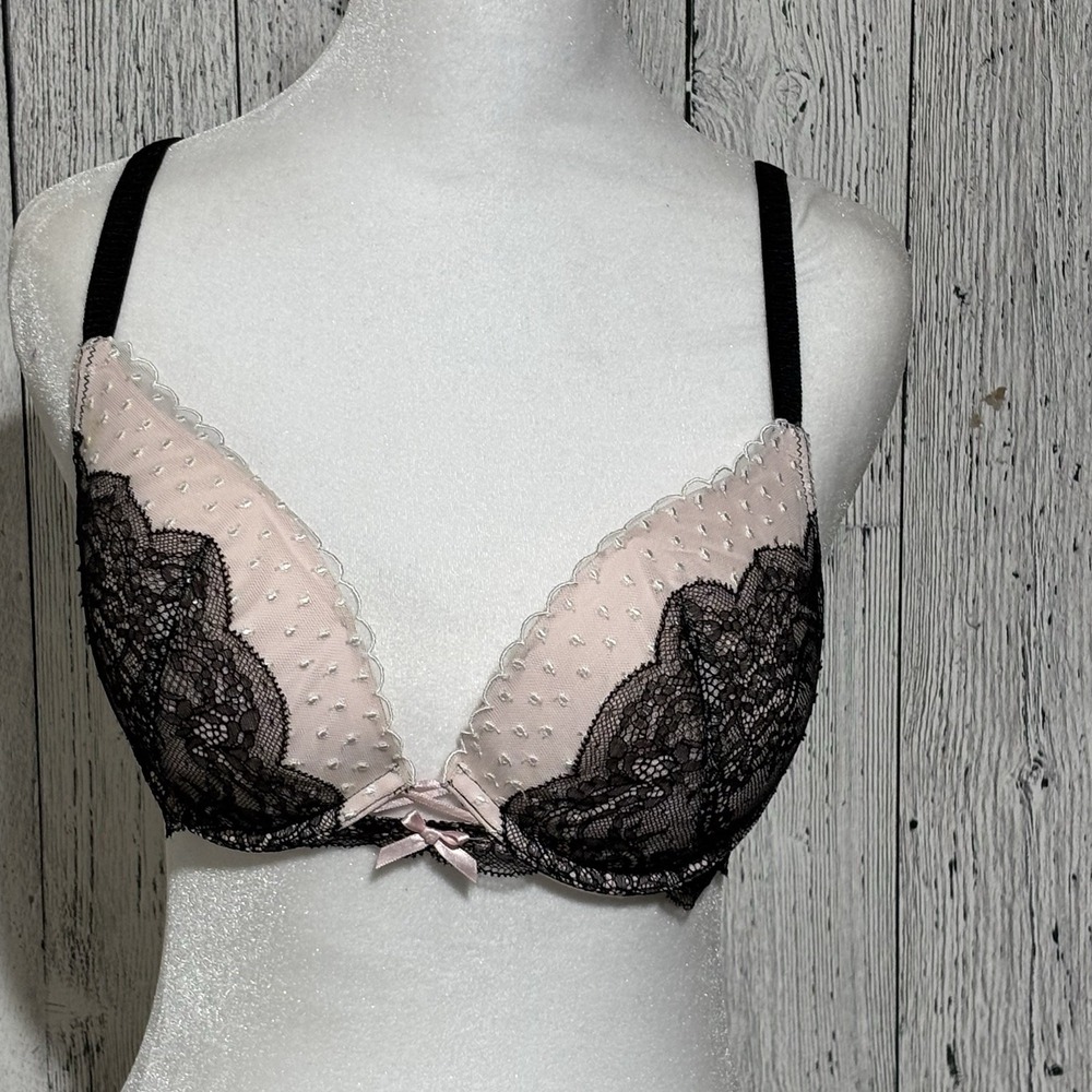 victoria secret bra Dream Push -up Pigeonnant Size 34D Pink And Black Lace